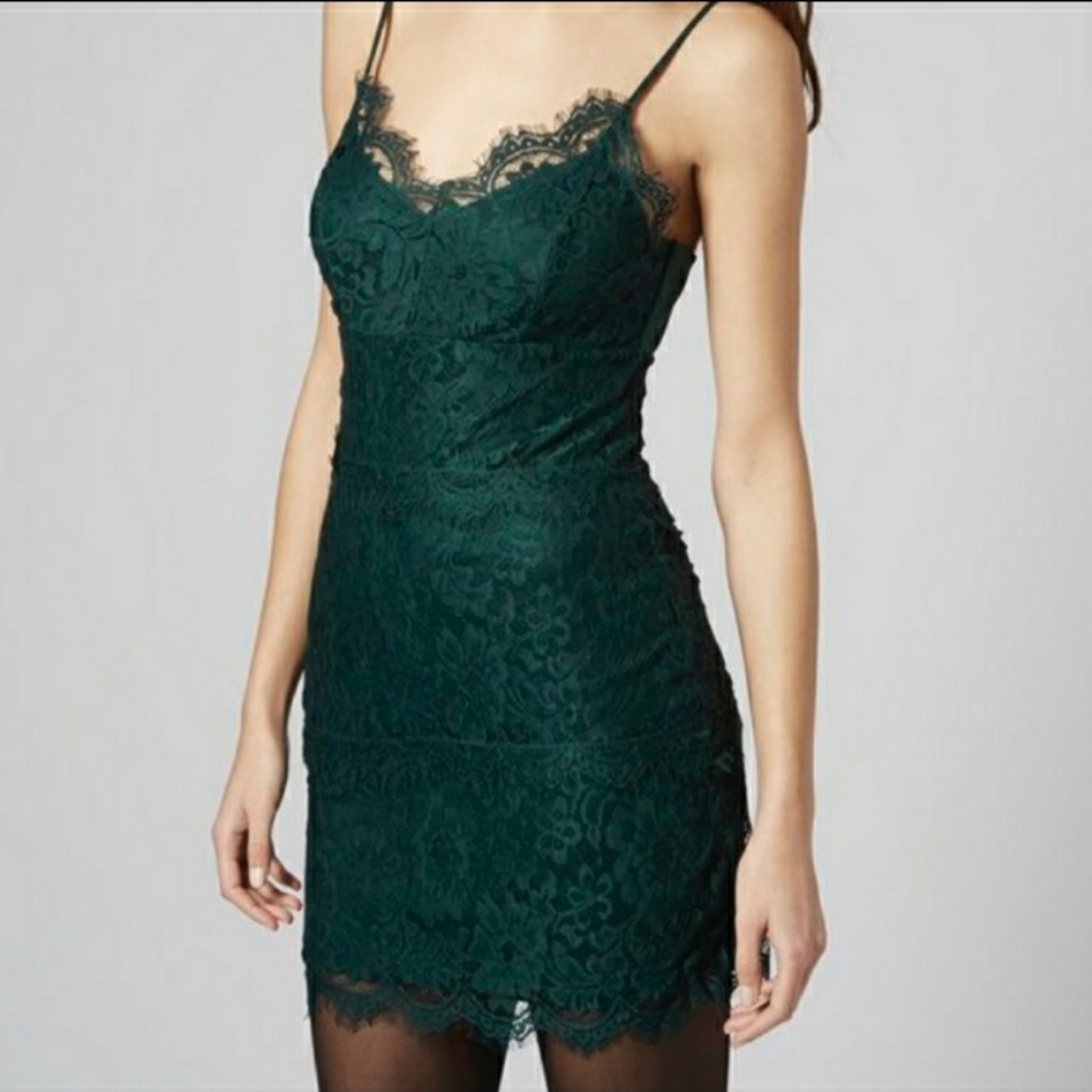 Topshop emerald lace minidress